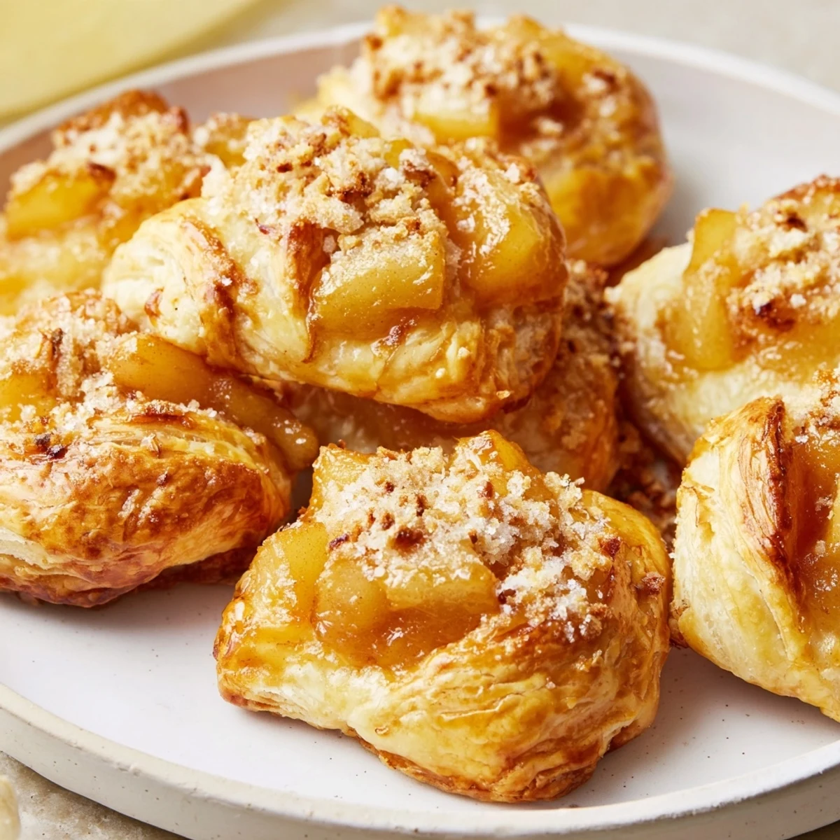 Freshly baked homemade golden apple turnover pastries, golden brown and enticing, perfect for dessert.