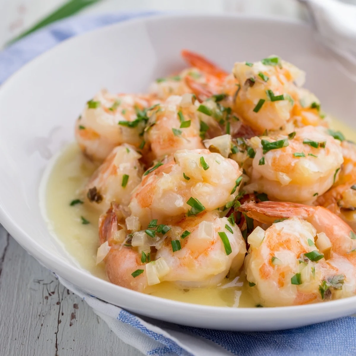 Plated The Ultimate 20-Minute Creamy Garlic Shrimp, ready to serve with a garnish of fresh parsley.