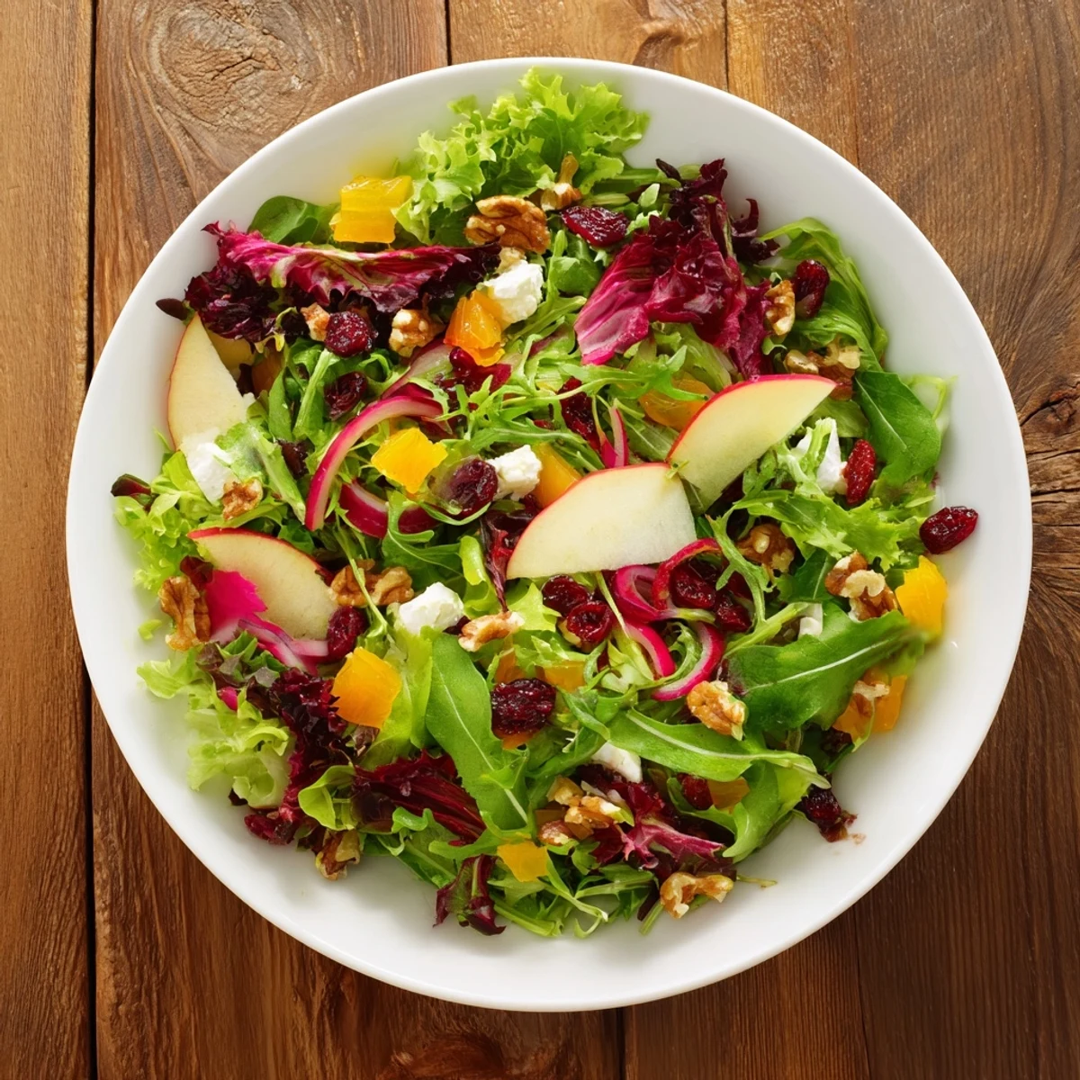 Fresh, colorful Seasonal Cranberry and Walnut Celebration Salad, perfect for a festive holiday table setting.
