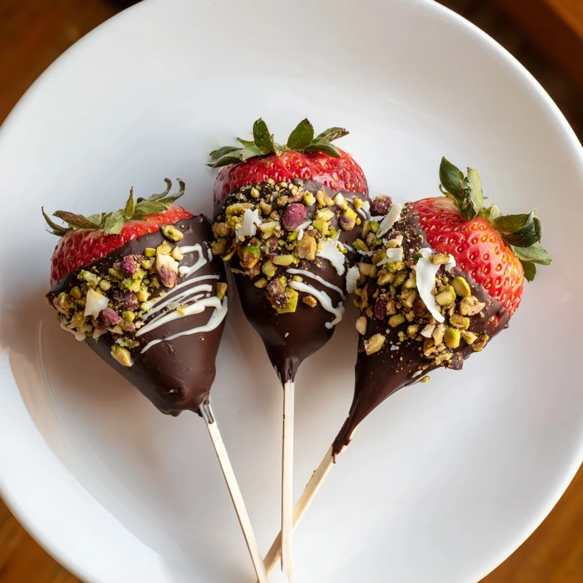 Mouthwatering image of chocolate-dipped strawberry skewers, a romantic treat ready to enjoy.
