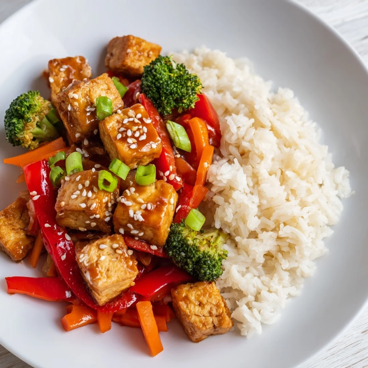 Savor the tempting aroma of these savory Honey Garlic Tofu Bowls: a satisfying, plant-based meal, ready to enjoy.