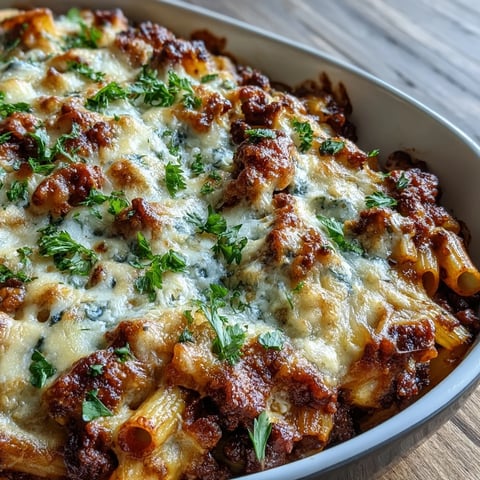 Golden, bubbling Cottage Cheese Protein Pasta Bake with Ground Beef emerges from the oven, layered with rich tomato sauce, melted mozzarella, and fresh parsley garnish.  