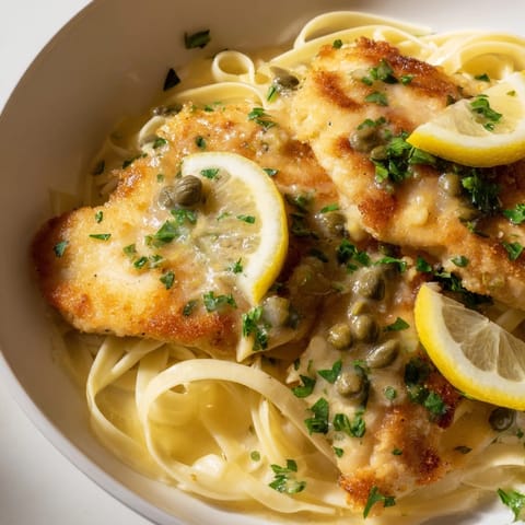 Flavorful Quick Chicken Piccata Pasta with tender chicken, tangy lemon sauce, and perfectly cooked pasta.
