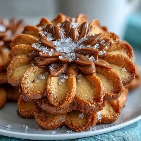 Delicate buttery shortbread cookies shaped like flowers, dusted with powdered sugar for a sweet springtime treat.