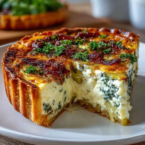 A golden quiche with leeks and Gruyere, baked until custardy and fragrant with fresh herbs.
