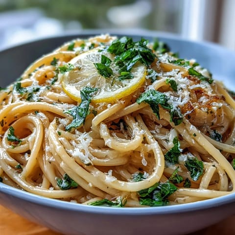 Vibrant Spring Pasta Limone with creamy lemon sauce, fresh basil, and parmesan.
