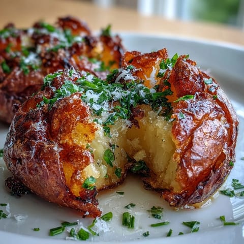 Irresistibly tender and browned Crispy Smashed Potatoes loaded with fresh herbs as a side.