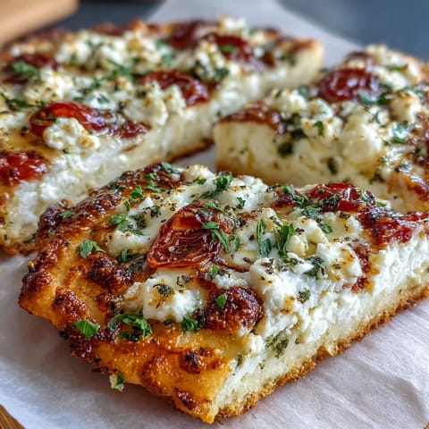 Viral Cottage Cheese Flatbread with vibrant pesto and juicy tomatoes.
