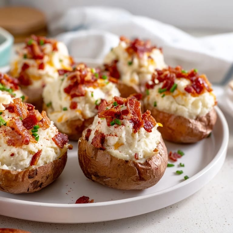 A close-up shot of delicious Loaded Sweet Potato Skins, a savory appetizer perfect for sharing.