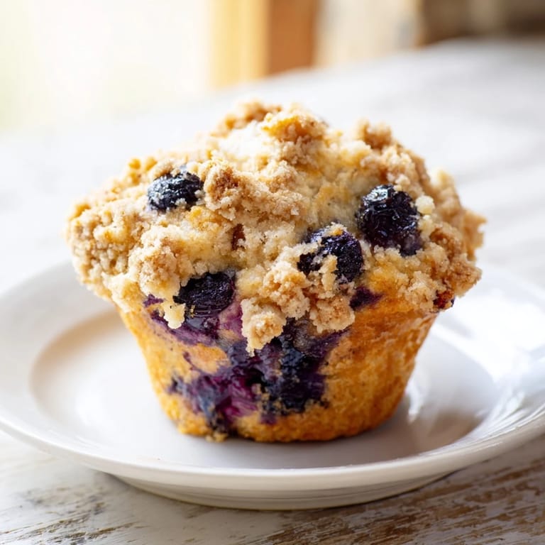 Close-up of warm, delicious homemade blueberry muffins; a perfect breakfast treat with coffee.