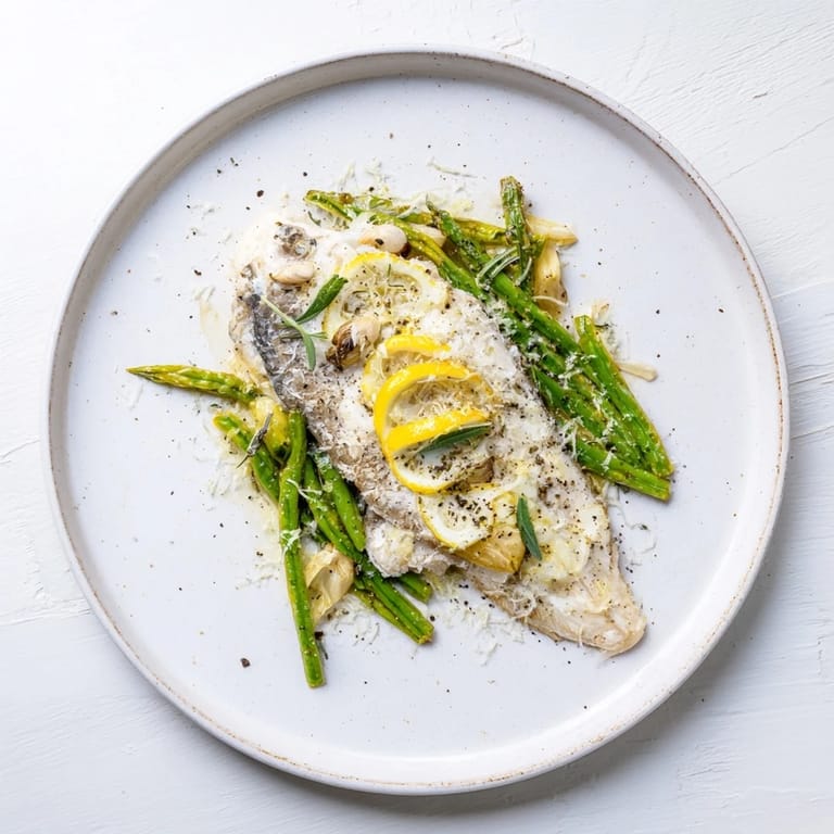Freshly baked Sheet Pan Lemon Herb Tilapia, drizzled with lemon, and roasted green beans make a healthy dinner.