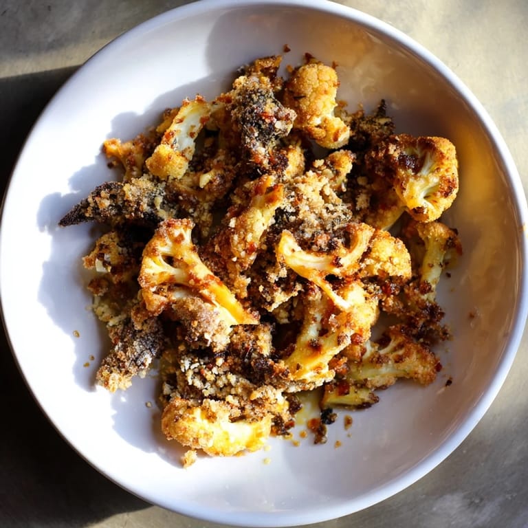 These vibrant, spicy Buffalo cauliflower bites, perfect for dipping in cool, creamy ranch dressing.