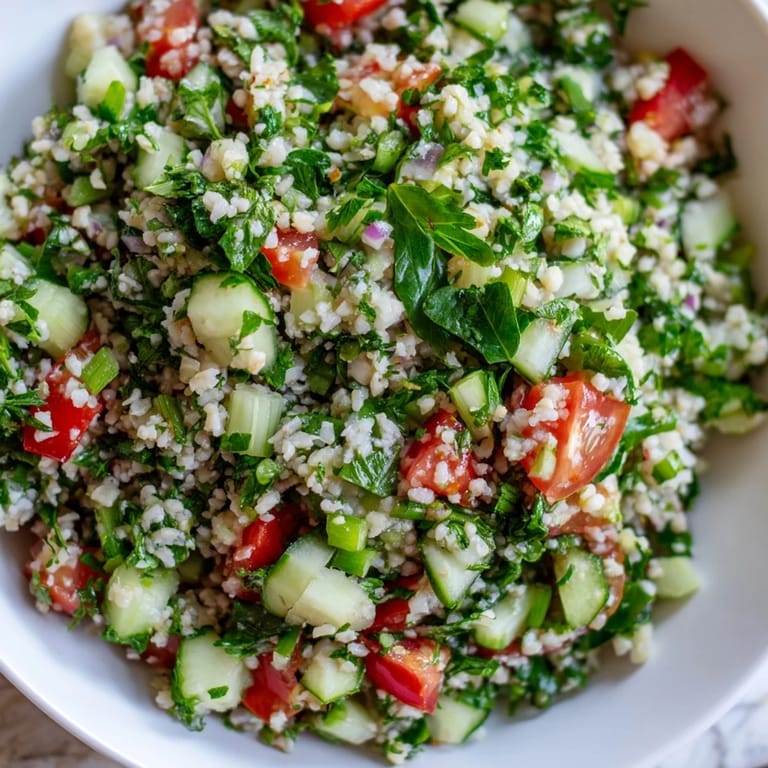 This enticing serving of Lebanese Tabbouleh Salad bursts with the flavors of parsley, mint and lemon.