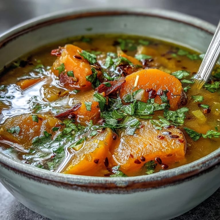 A warm bowl of Mung Bean Soup garnished with cilantro, served alongside fluffy naan bread for dipping.
