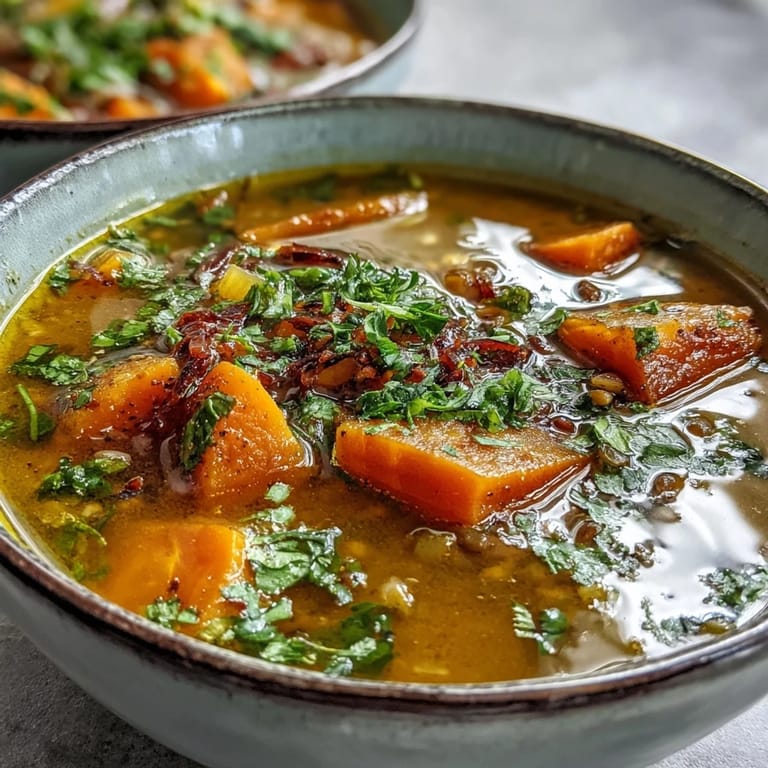 Vibrant Mung Bean Soup with tender carrots and celery in a clay pot, ready to enjoy on a cozy table.