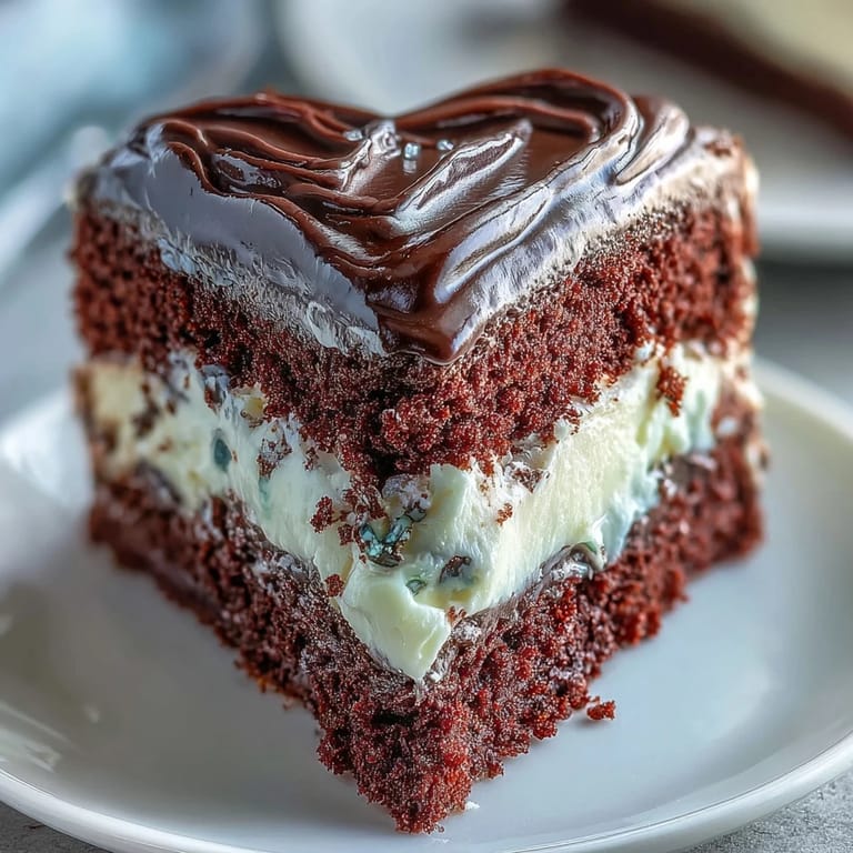 Red Betty Boop Heart Cake sits on a white plate, its vibrant red layers and dark chocolate decoration highlighted against a rustic background.