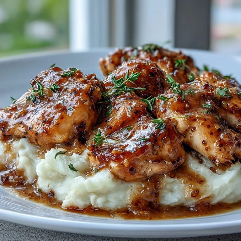 Set on a rustic wooden table, this golden-brown Slow Cooker Honey Mustard Chicken dish pairs beautifully with steamed broccoli, ready to enjoy for an easy family dinner.