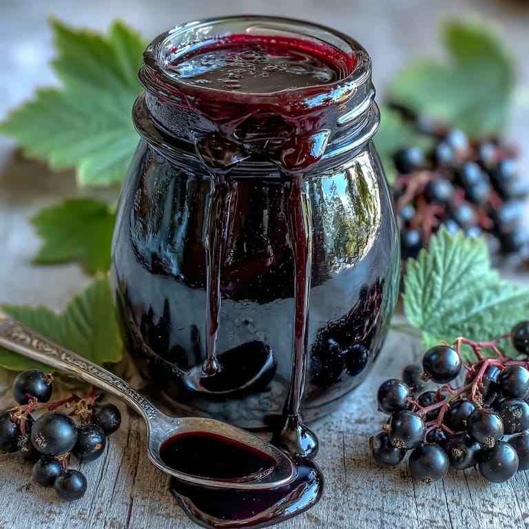 Ingredients for Black Currant Shrub including fresh black currants, sugar, and apple cider vinegar on a rustic counter.