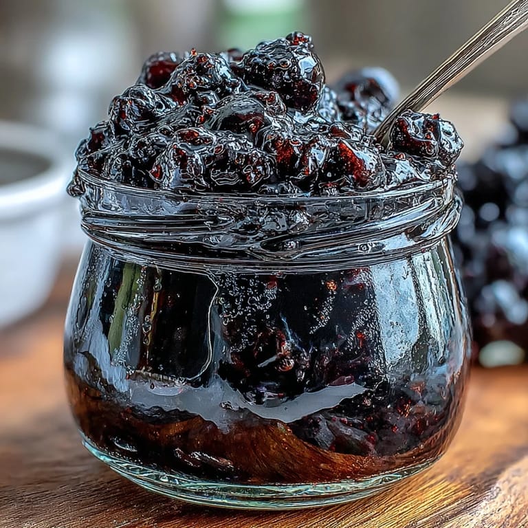 Two cocktail glasses filled with Easy Blackcurrant Liqueur, garnished with fresh berries and set against a moody, dark backdrop.