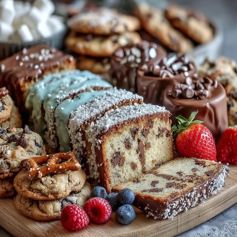 Festive dessert board featuring colorful cake slices, cookies, and berries, perfect for graduation parties and sharing with friends.