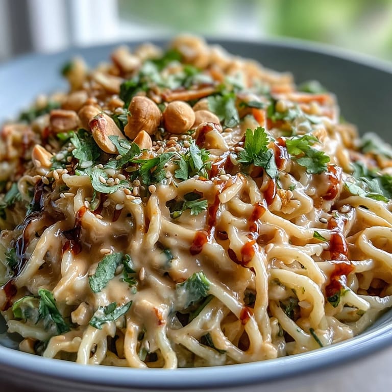 Refreshing Thai Peanut Noodle Salad tossed in a creamy, savory peanut dressing.