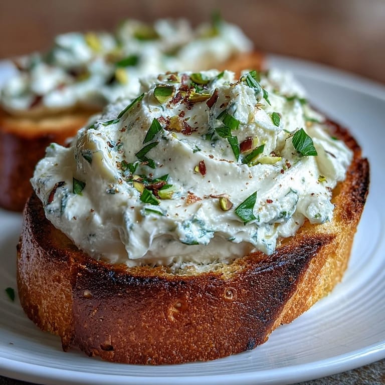 Elegant whipped ricotta bruschetta with glistening honey, a perfect party appetizer to savor.