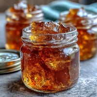 Close-up of golden dandelion jelly shimmering on a buttered slice of toast, evoking spring's gentle sweetness.